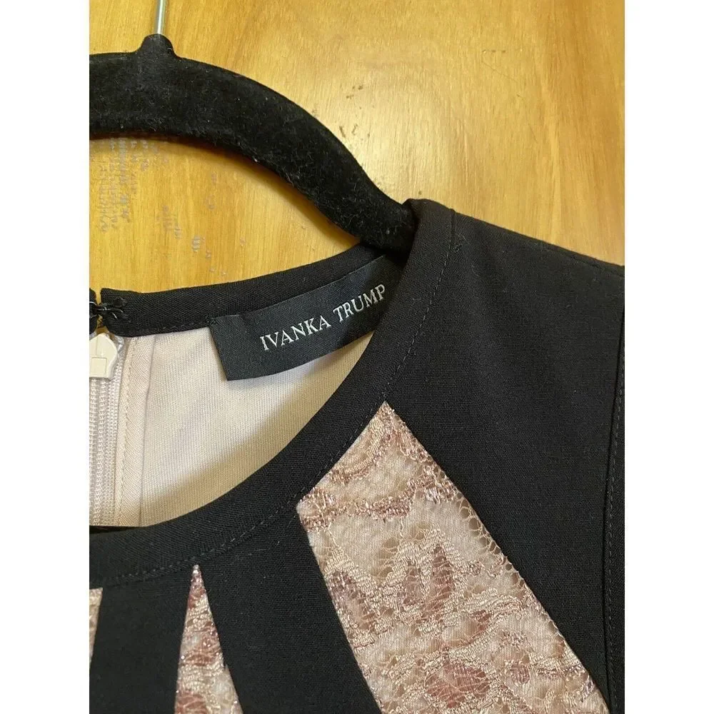 Ivanka Trump Dress Womens 2 Pink Black Sleeveless Metallic - Picture 6 of 9